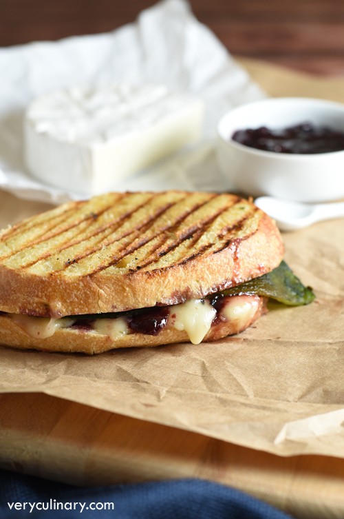 Poblano, Brie, and cherry grilled cheese