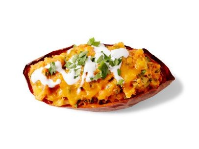 Poblano-cheddar twice-baked sweet potatoes