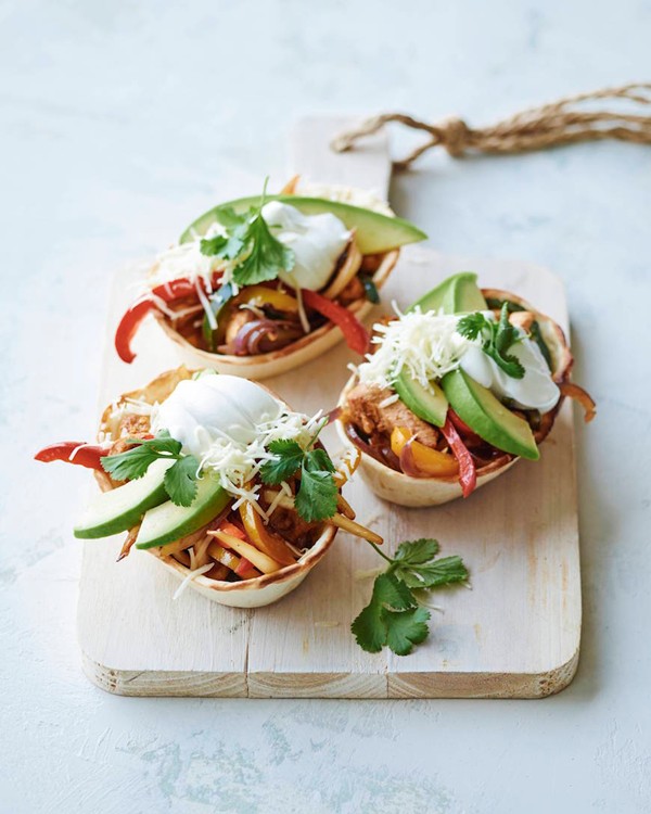 Poblano chicken fajita taco boats