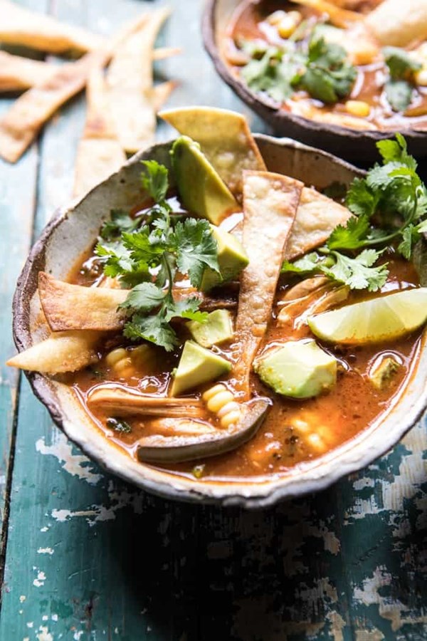 Poblano corn chicken tortilla soup
