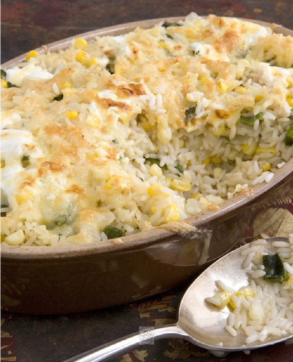 Poblano rice gratin