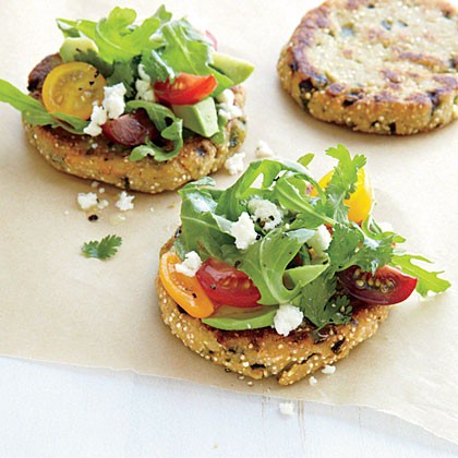Poblano sopes with avocado salad