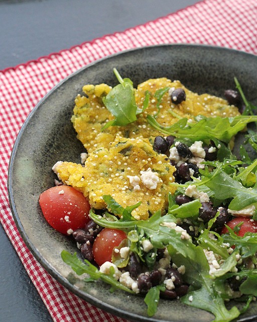 Poblano sopes with avocado salad