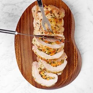 Poblano, sweet potato & apple stuffed pork loin