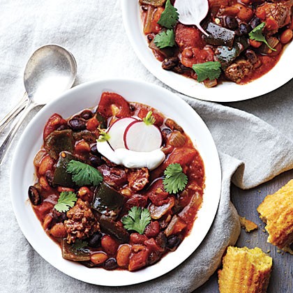 Poblano-turkey sausage chili