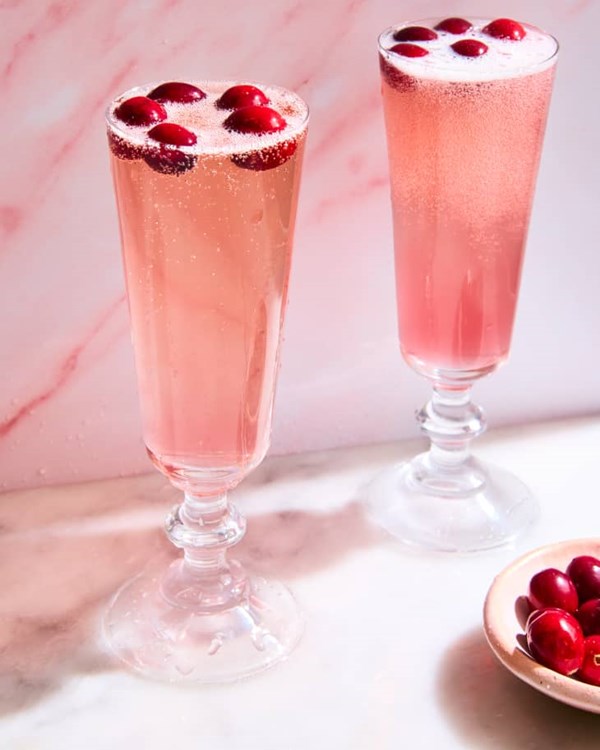 Poinsettia Champagne cocktail