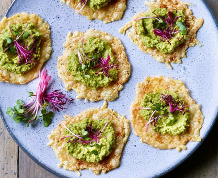 Point Reyes toma frico with pea puree