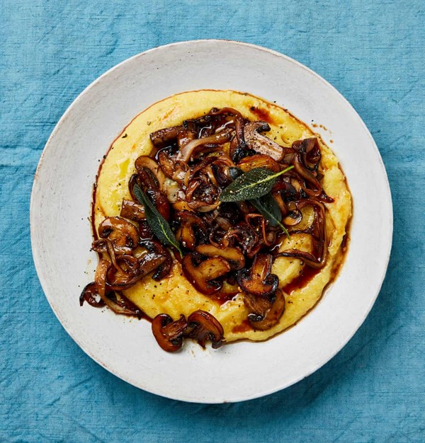 Polenta and balsamic radicchio and mushrooms