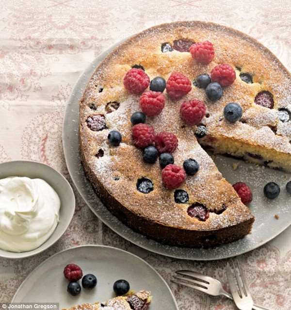 Polenta and ricotta berry torte