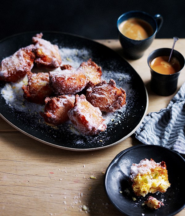 Polenta, apple and ricotta fritters
