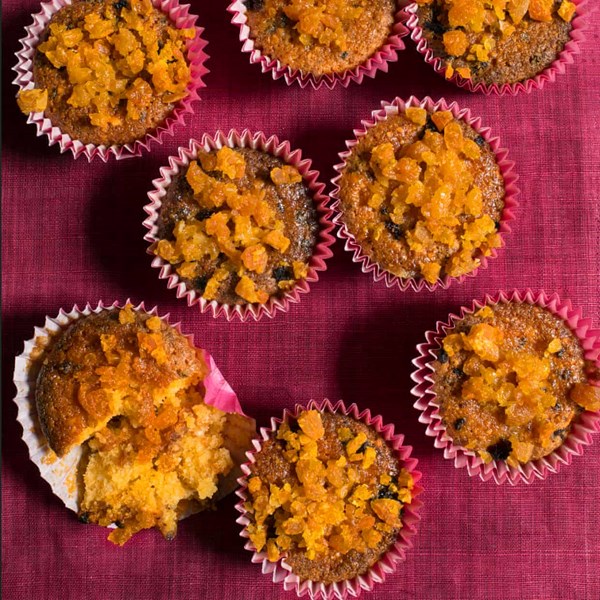 Polenta, apricot and Marsala cakes
