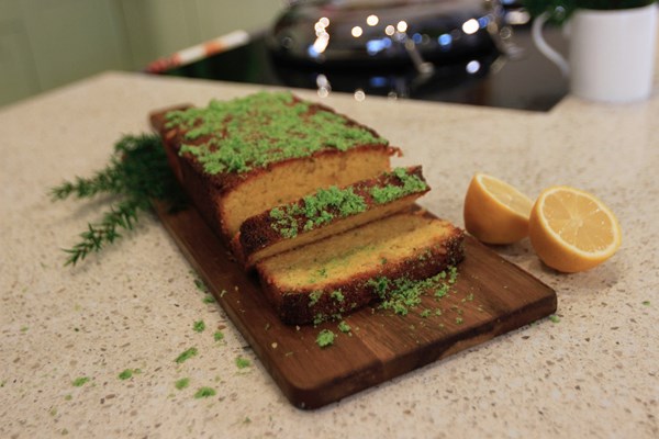 Polenta cake with lemon & pine