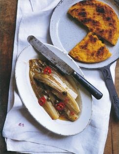 Polenta crust with braised chicory (Croste di polenta con cicoria)