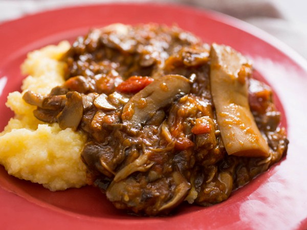 Polenta lasagna with mushroom ragù (Polenta pasticciata)
