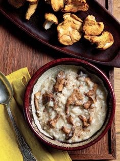 Polenta on the board with honey mushroom sauce [Edward Giobbi]