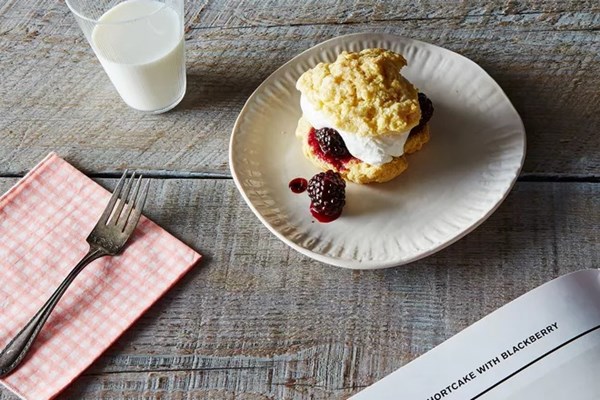 Polenta shortcake with blackberry compote