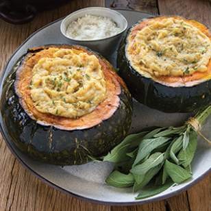 Polenta-stuffed kabocha squash