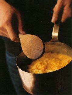 Polenta with a mushroom, tomato and sausage sauce