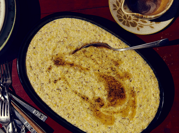 Polenta with corn and wild rice