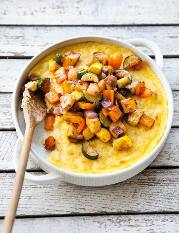 Polenta with Fontina & roasted vegetables