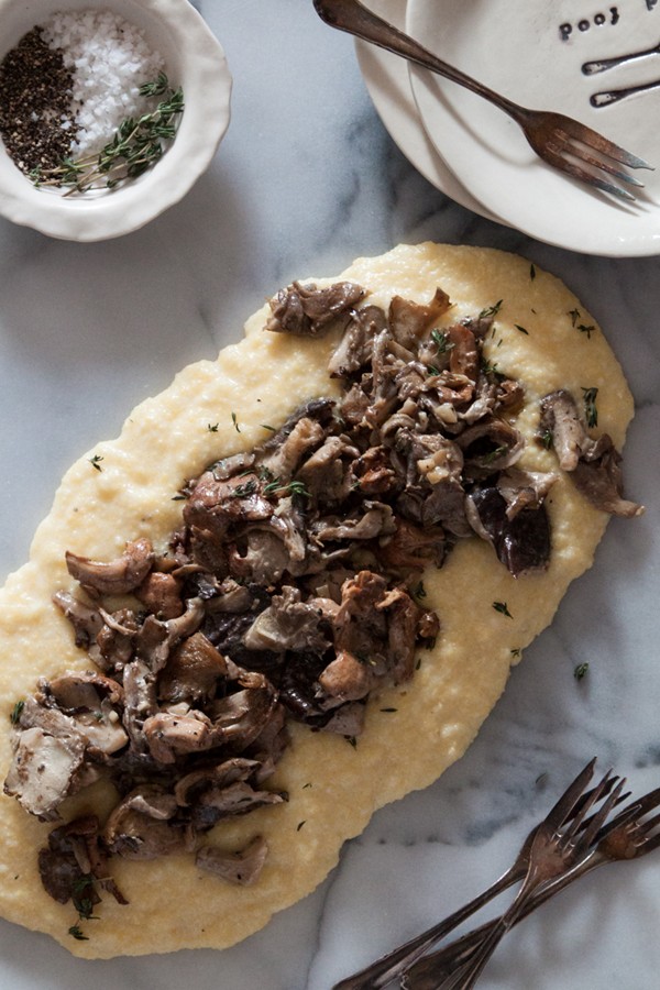 Polenta with mushroom pomodoro