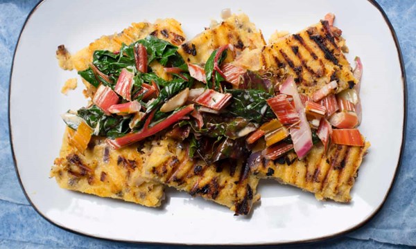 Polenta with pancetta, chard and cream