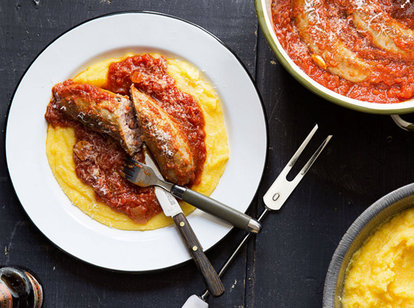 Polenta with sausage gravy