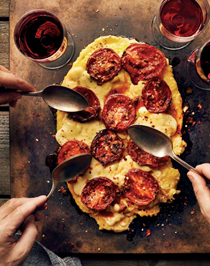 Polenta with slow-roasted tomatoes and Teleme cheese