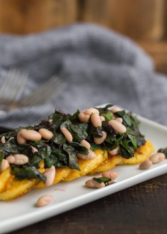 Polenta with swiss chard and white beans