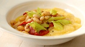 Polenta with white-bean and roasted-pepper ragoût