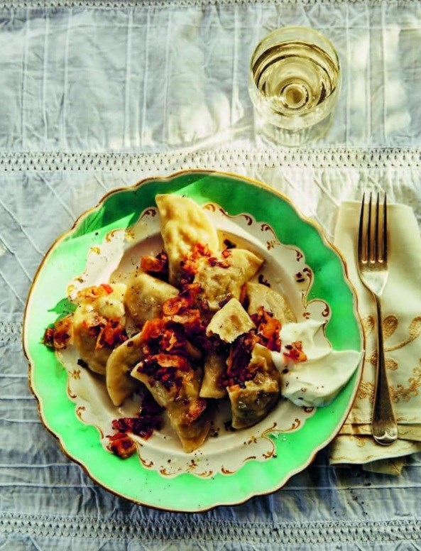 Polish pierogi with sauerkraut and mushrooms