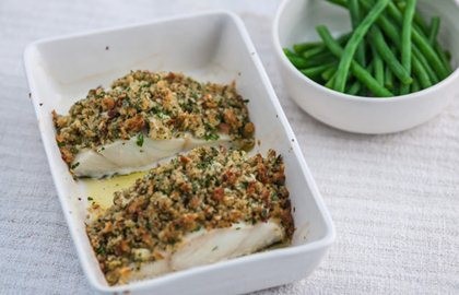 Pollack with cheddar and herb crust