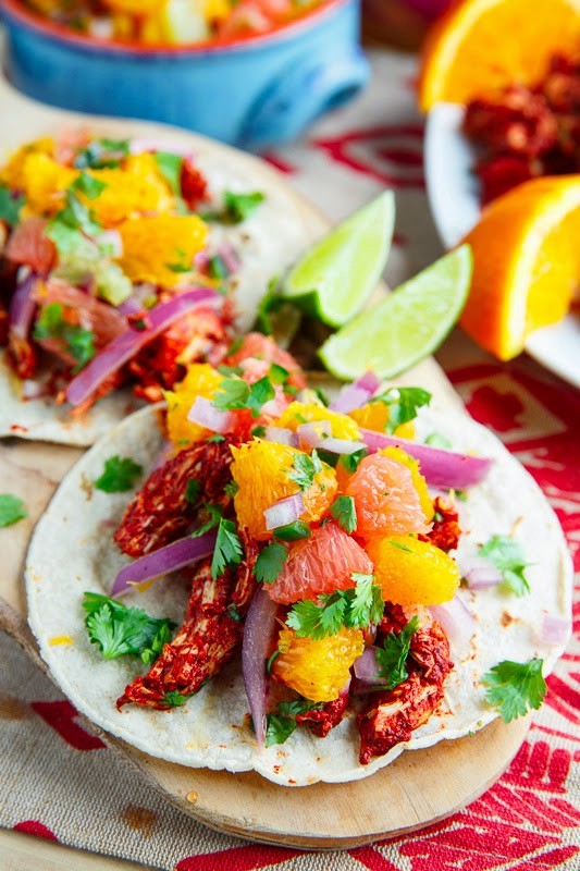 Pollo pibil tacos with citrus salsa