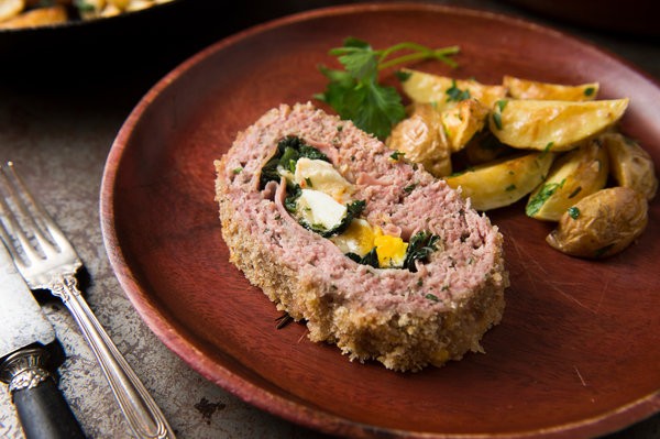 Polpettone with spinach and provolone