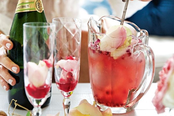 Pomegranate & rose Prosecco spritzer