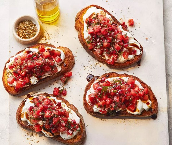 Pomegranate & watermelon toasts