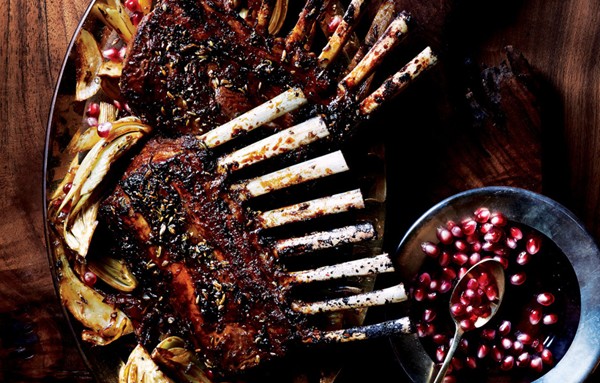 Pomegranate-and-fennel glazed rack of lamb