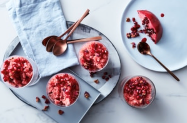 Pomegranate and rose granita