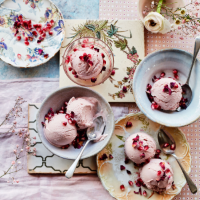 Pomegranate and rose ice cream
