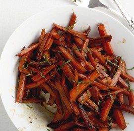 Pomegranate-balsamic-glazed carrots