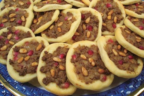 Pomegranate beef and cheese pies (Sfiha lahm)