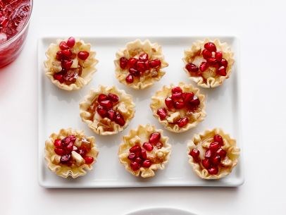 Pomegranate-Brie phyllo cups