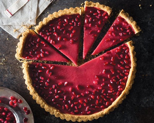 Pomegranate cranberry curd tart