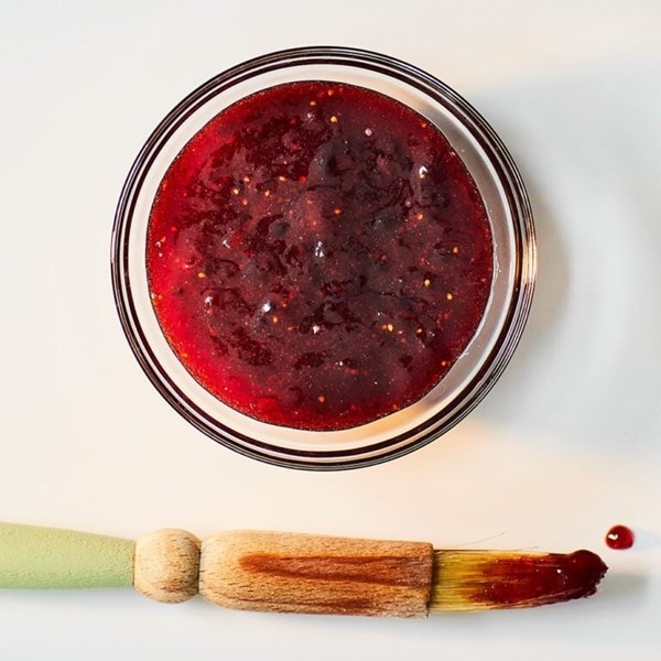 Pomegranate, fig and marmalade glaze 