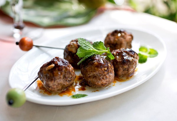 Pomegranate-glazed lamb meatballs