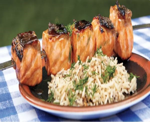 Pomegranate-glazed salmon