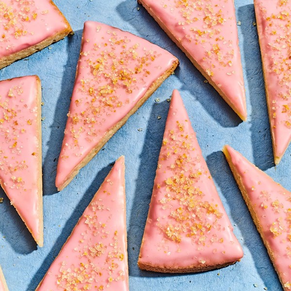 Pomegranate-glazed shortbread wedges