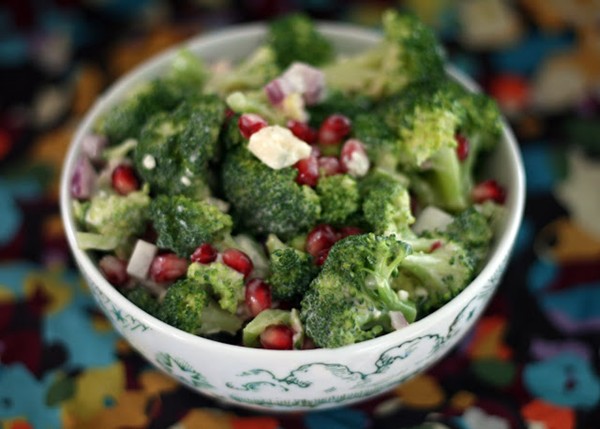 Pomegranate Gorgonzola broccoli salad