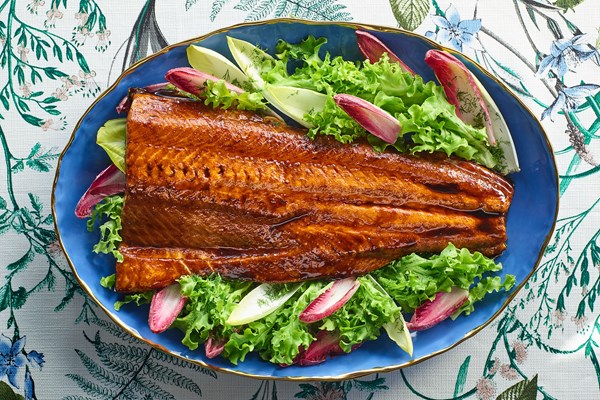 Pomegranate-lacquered salmon