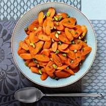 Pomegranate molasses-glazed carrots with pistachios
